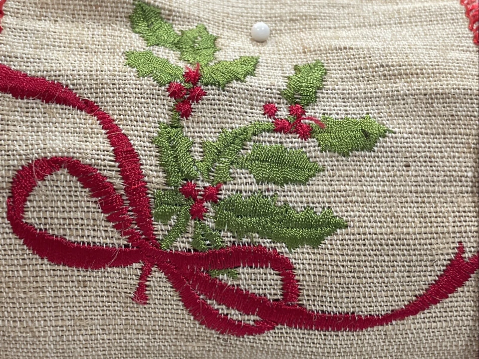 "CINTA DE YUTE/ALGODÓN BORDADA CON CABLE DISEÑO DE VACACIONES ACEBO 4""x14 pies" Foto 2 de 4