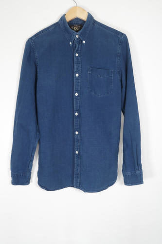 RRL Double RL Ralph Lauren Shirt Indigo Blue Long Sleeve Size Medium - Picture 1 of 10