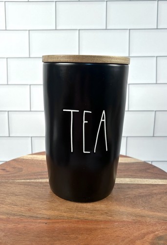 New Rae Dunn COFFEE, TEA & SUGAR Black Cellar Wood Lid Set of 3 Canisters - Bild 5 von 10