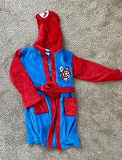 Super Mario Kids Fleece Hooded Bathrobe w/ Tie Boys Size 8