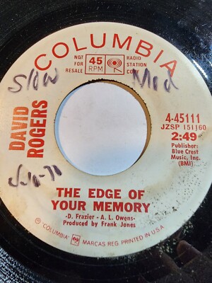 David Rogers - The Edge of Your Memory/So much in love with you - PROMO VG F274