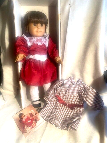 Vintage American Girl Samantha Doll w/ Meet Dress & Red Holiday Dress 1986 NIB