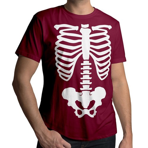 T-Shirt Rippenkäfig Beckenkörper Skelett Halloween Kostüm Herren/Unisex Grafik T-Shirt - Bild 6 von 23