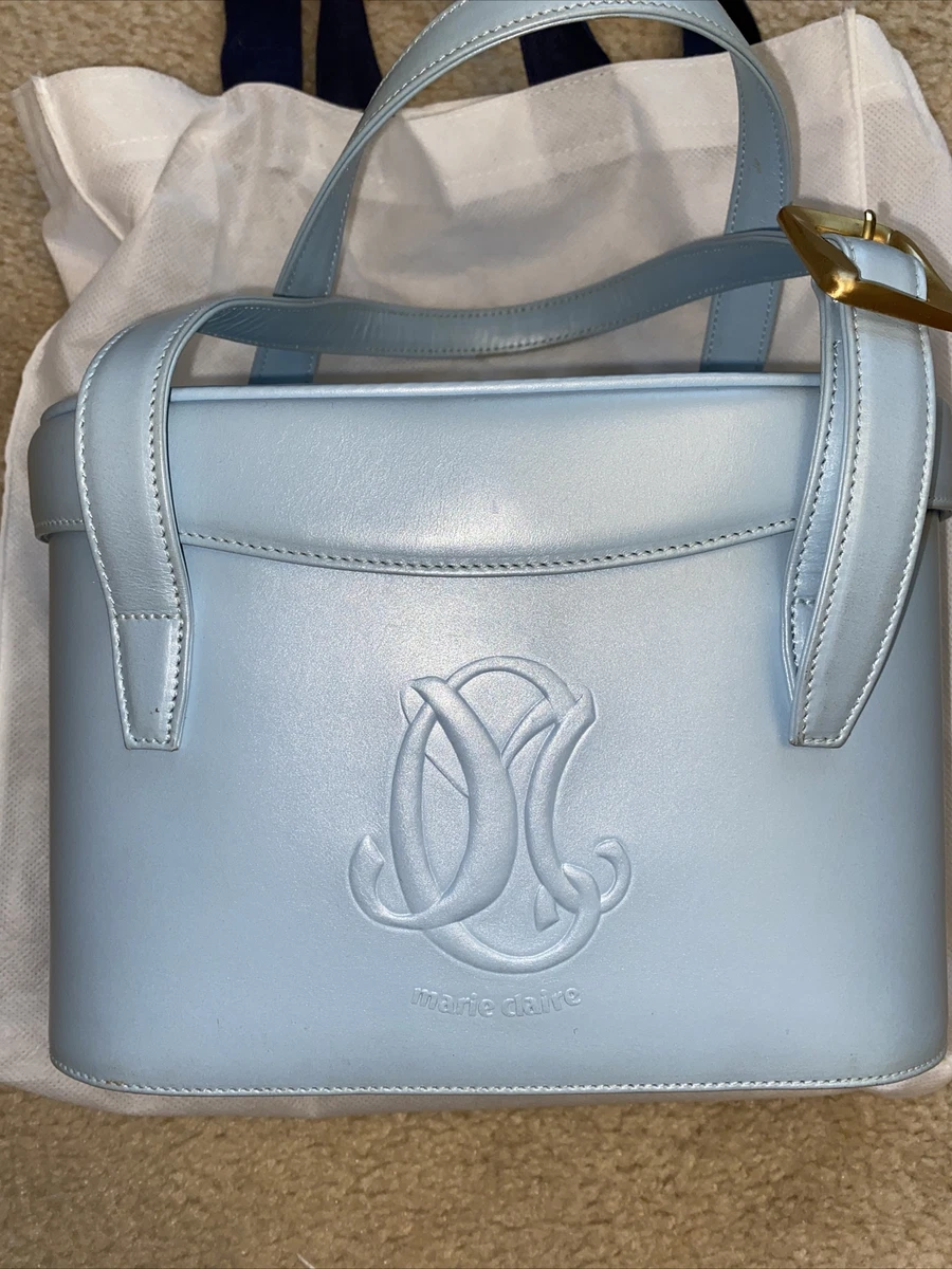 Marie Claire Leather Blue Bucket Handbag Made in France