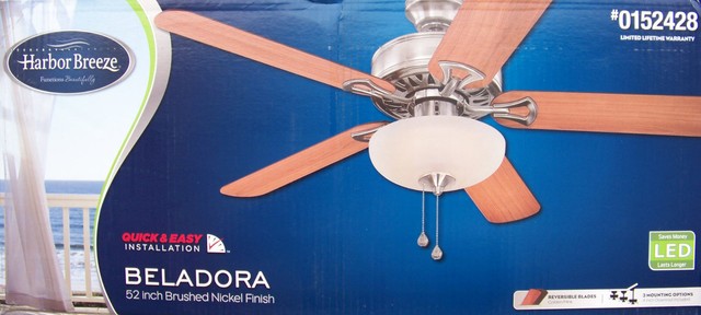 Harbor Breeze 52 In Beladora Brushed Nickel Ceiling Fan With Light