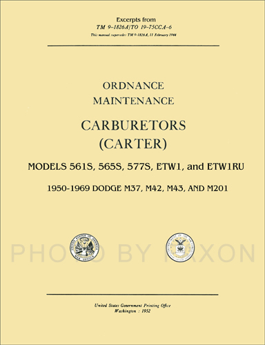 1950-1969 Dodge M37 Truck Carburetor Repair Shop Manual Carter M42 M43 M201 - 第 1/1 張圖片