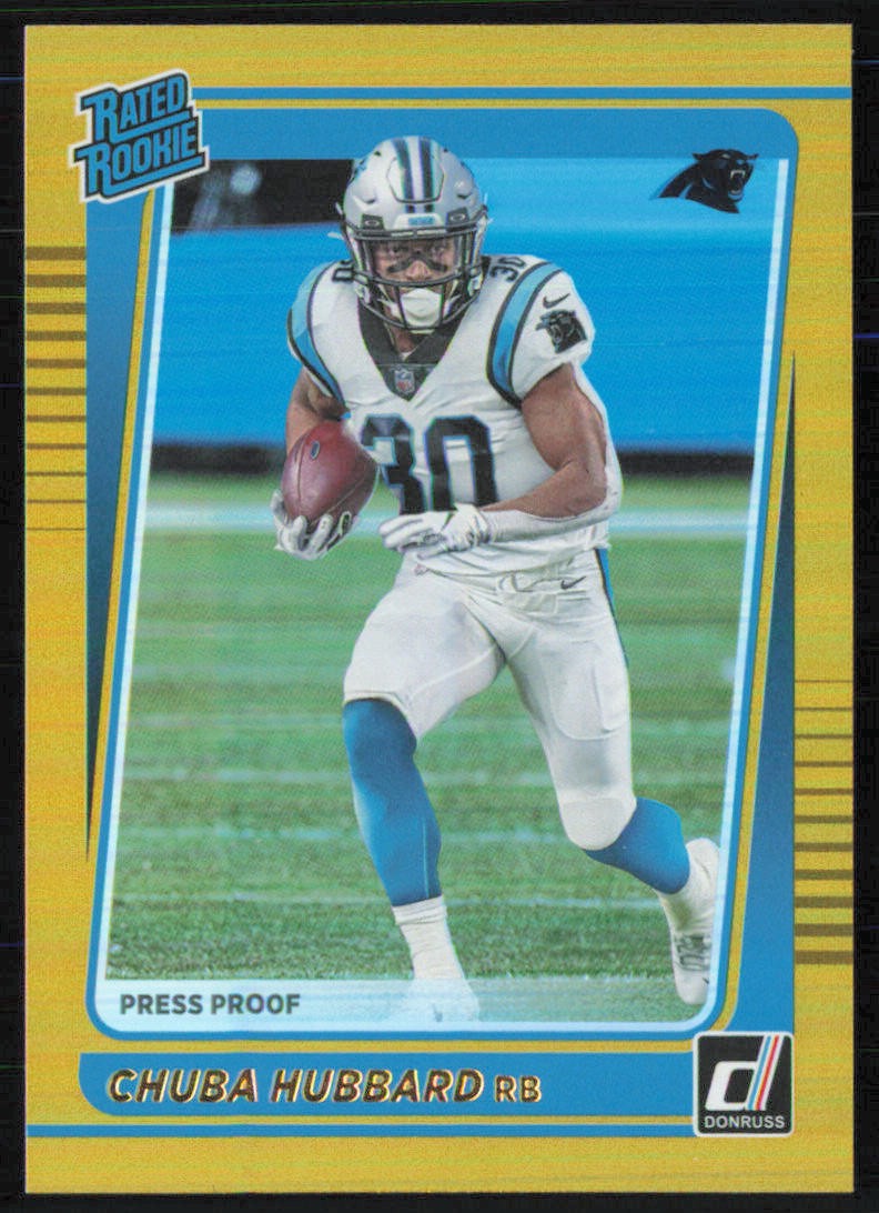 Chuba Hubbard 2021 Donruss Press Proof Premium #287 RC Carolina Panthers