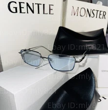 Gentlemonster Sunglasses BOLD -  Atomic 02(B)  Silver Frame Blue Lenses