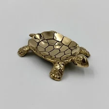 Brass Turtle Trinket Dish Vintage Made in Taiwan Replublic of China 4.5"