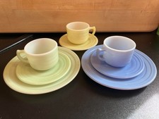 Vintage Hazel Atlas 1950  s Moderntone Pastel Milk Glass Child  s Play Set 8 Pcs.