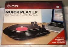 ION QUICK PLAY LP USB Powered LP-to-MP3 Turntable Records