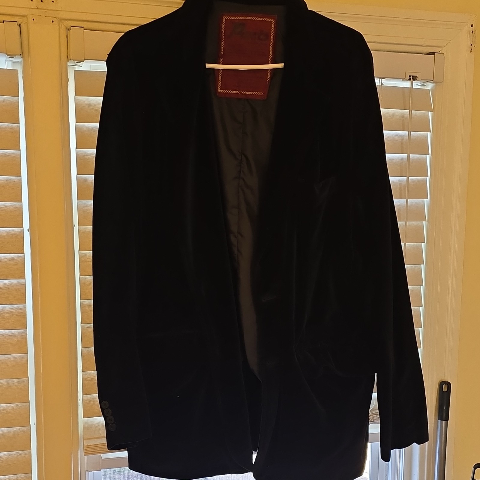 Parts Men's Black Velvet Cotton Blazer Jacket X-Large Regular Fit Solid Cotton