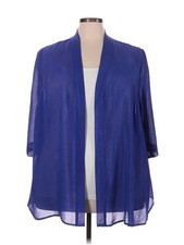 Maggie Barnes for Catherines Women Blue Cardigan 3X Plus