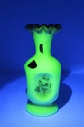 Fenton Burmese Satin Glass Hand Painted Roses Pinch Vase Signed Alice Farley