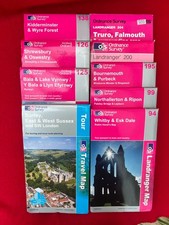 Job Lot 9 x Ordnance Survey Maps - OS Landranger 1:50k & Travel Map - Mixed UK
