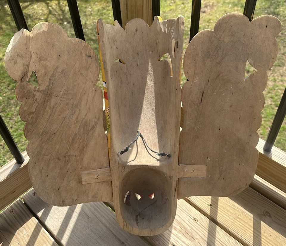 "Máscara de madera tradicional de Sri Lanka águila diablo decoración del hogar máscara colgante tamaño 18""" Foto 2 de 4