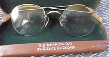 VTG 1930's/40's RIMLESS EYEGLASSES 1/10 12K GOLD FILLED FRAME w/CASE