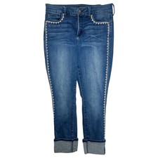 NYDJ Alina Wide Cuff Ankle Jeans Women Size 10 Blue Denim Lift Tuck Technology