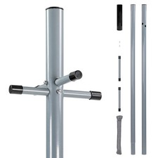 2.4m Galvanized Washing Line Post Pole Heavy Duty Clothes Support With Socket