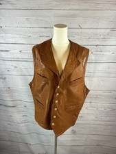 Vintage Wyoming Red s Genuine Leather Vest Brown XL Made in Korea