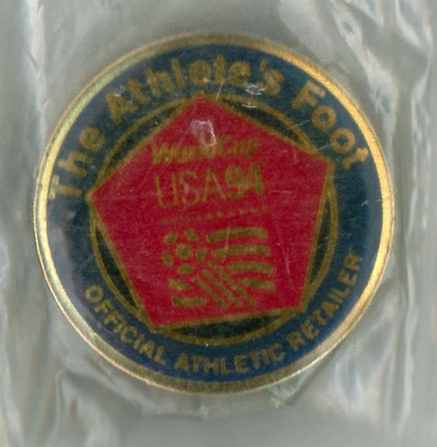 FIFA World Cup soccer pin - USA 1994 - The Athlete's Foot sponsor - sport badge