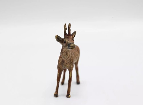 Cerf ancien en bronze peint à froid autrichien Vienne de grande collection - Photo 4/10