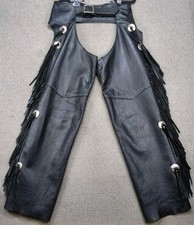 Vintage Brooks Leather Fringe Motorcycle Chaps Size Small Made in USA