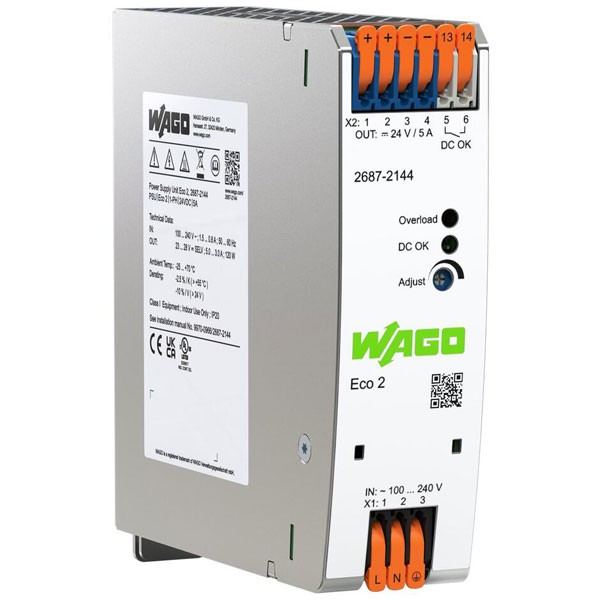 WAGO Eco 2 Single Phase 24VDC 5.0A DIN-35 Rail Power Supply