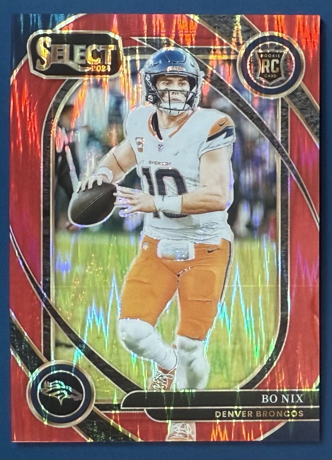 2024 Bo Nix Panini Select Club Level Red Shock Prizm RC Rookie 96/249