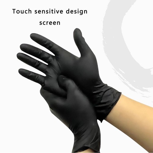 100 BLACK DISPOSABLE NITRILE GLOVES POWDER FREE LATEX FREE MEDICAL STRONG 1000 - Picture 2 of 6