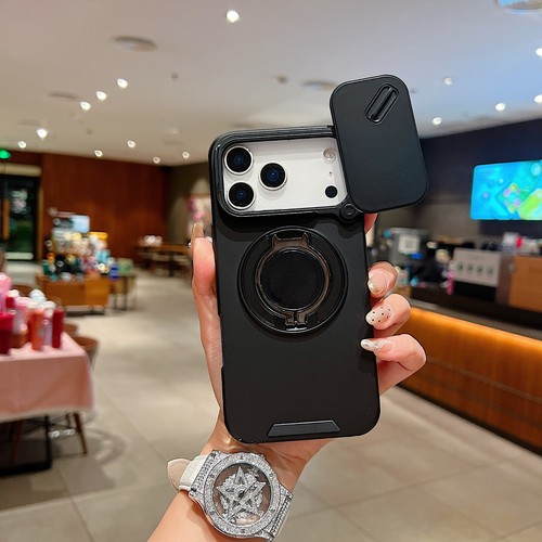 Soporte de anillo de metal 360 ° con lente de cámara deslizable montado en automóvil estuche para teléfonos de grado militar - Imagen 8 de 19