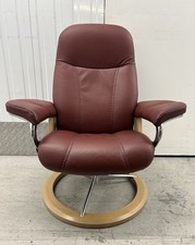 Ekornes Stressless Signature Consul Bordeaux Leather Chair Small Size