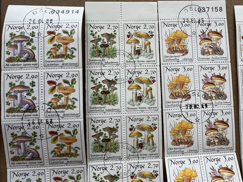 Norway 1980s Stamp Booklets Lot – Butterflies, Orchids, Mushrooms, Egner – CTO - Image 4 of 4