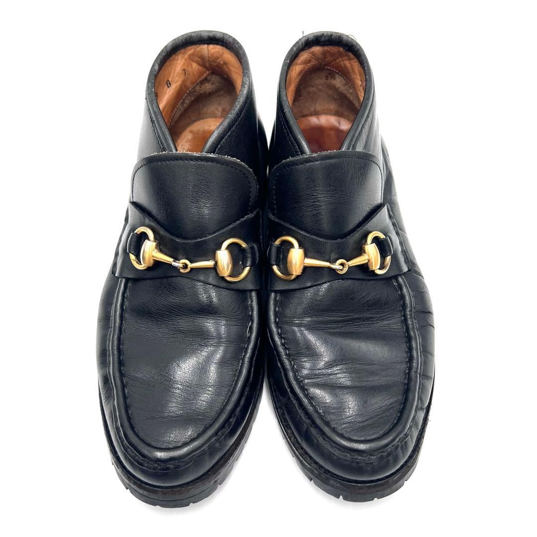 GUCCI Boots Heel Horsebit Leather Black EU37/US7 113176c thumbnail 2