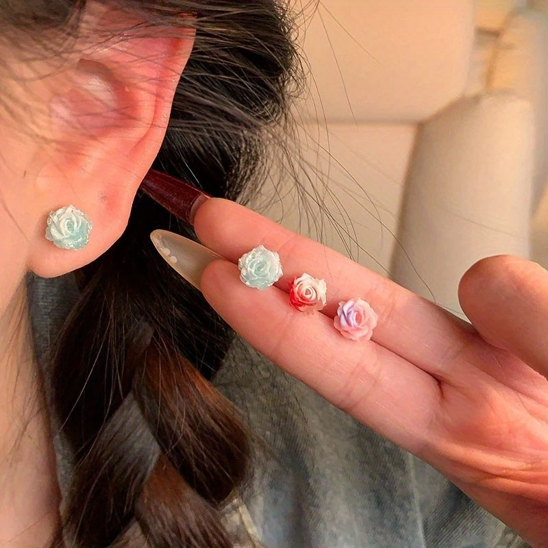 Женские цветной смолы цветок бабочка уха гвоздики комплект сладкие серьги ювелирные изделия  - Изображение 4 из 4