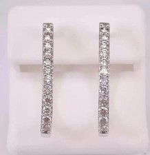 Real Moissanite 2Ct Round Cut Huggie Hoop Earrings 14K White Gold Plated Silver
