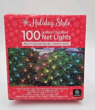 Holiday Style 100 Indoor Outdoor Net Christmas Lights Multi Color Green Wire 4x4