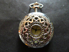 LCT Openwork Silvered Fronted Qtz Hunter Pocket Watch.,.Needs Battery.... VGC.