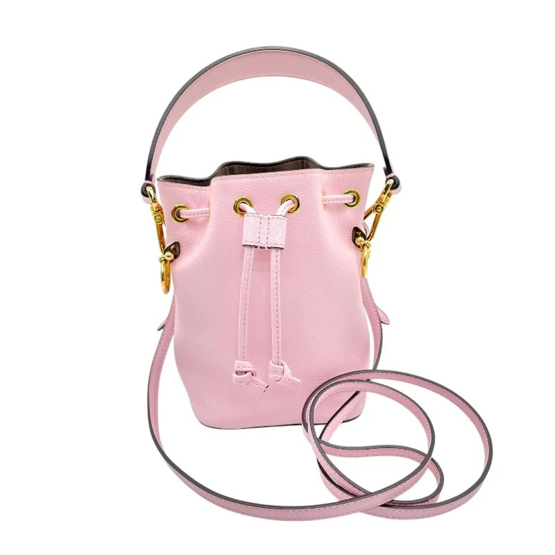 FENDI Montresor Mini 8BS010 Shoulder Bag Grain Calf Pink GD Hardware #OK3681