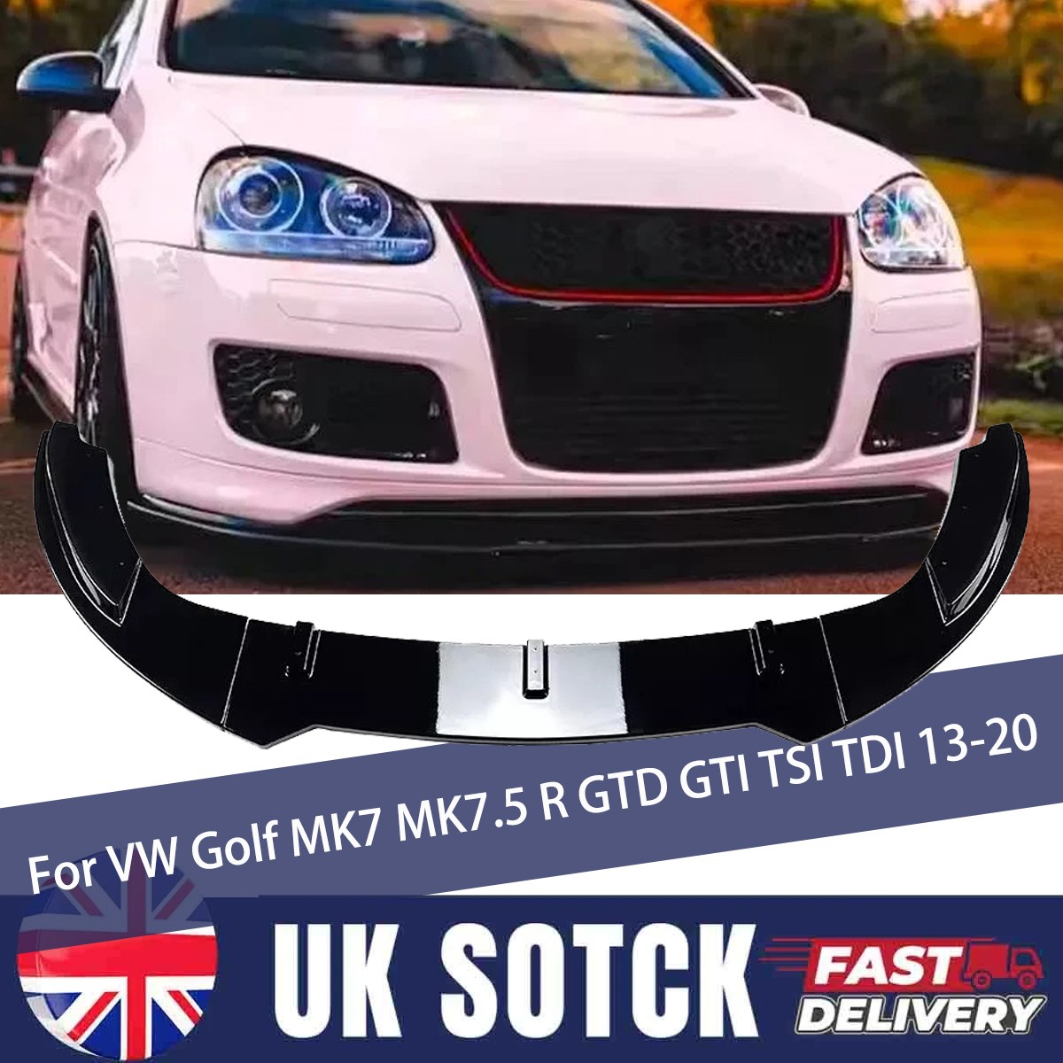 Glossy For VW Golf MK5 GTI GT TDI Front Splitter Spoiler Lip Body Kit 2003-08 - Image 3