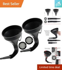 Convenient  Portable Automotive Funnels: 2pcs Flexible Spill-Proof Wide Mouth