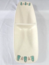 Vintage MCM Metlox Poppytrail Navajo Oblong Divided Relish Dish Bowl