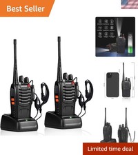 Rechargeable Walkie Talkies with Emergency Alarm  Noise Reduction - 16 Channels