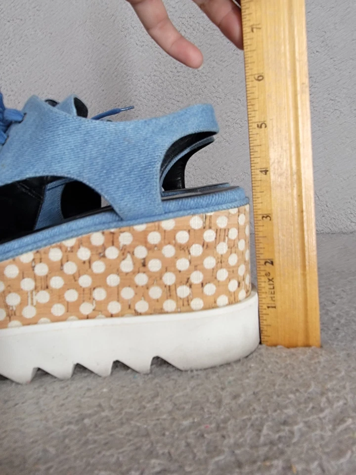 Zapatos Derby Stella McCartney 39 Plataforma Lunares Cordones Elyse Recortados Denim Foto 2 de 4