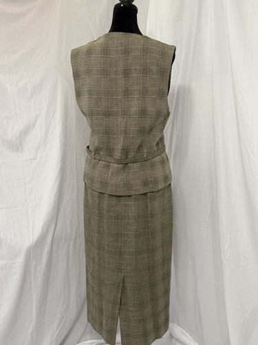 VINTAGE DAVID BROOKS Plaid Suit Women’s Size 6 Tan Glen Plaid Vest & Skirt Set - Picture 12 of 19