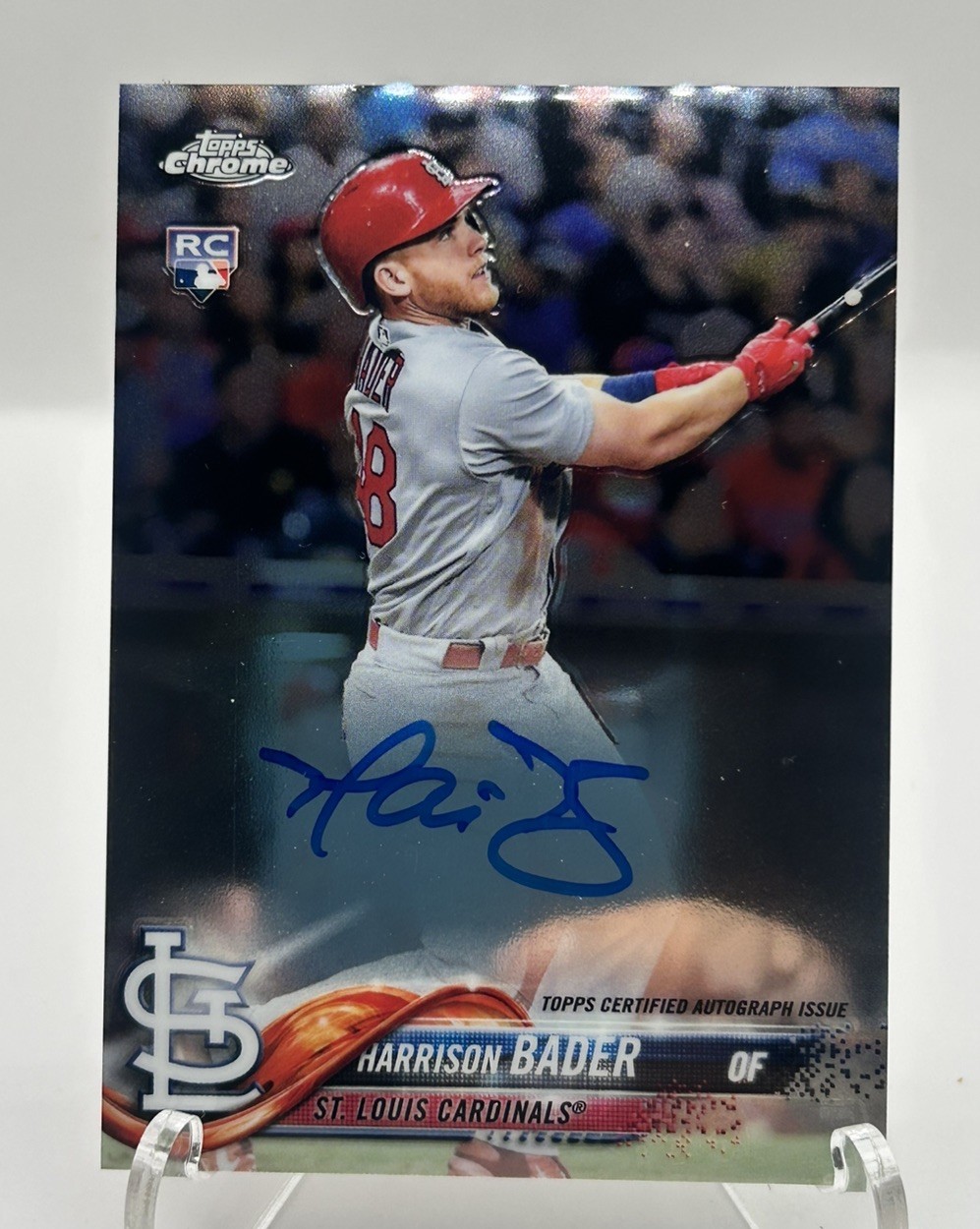 2018 Topps Chrome Harrison Bader Auto RC #RA-HB Cardinals Rookie
