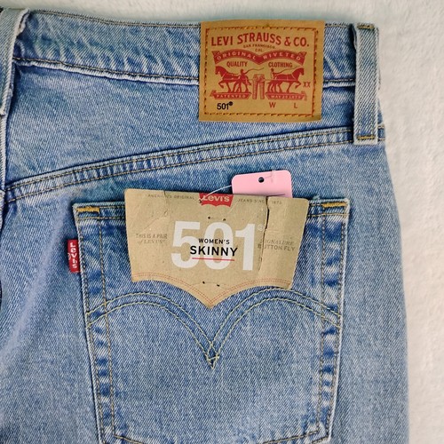 Levi's 501 Original Fit Damen Jeans W31 L28 blau Skinny ausgefranster Saum Button Fly - Bild 6 von 10