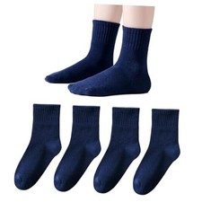Unisex Kids Crew Socks Soft Cotton Seamless School Socks for 3-5T Navy 4 Pack
