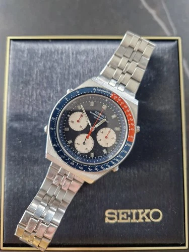 Vintage Seiko 7a28 7100 Chronograph Chrono Pepsi Quartz JDM Watch 1983