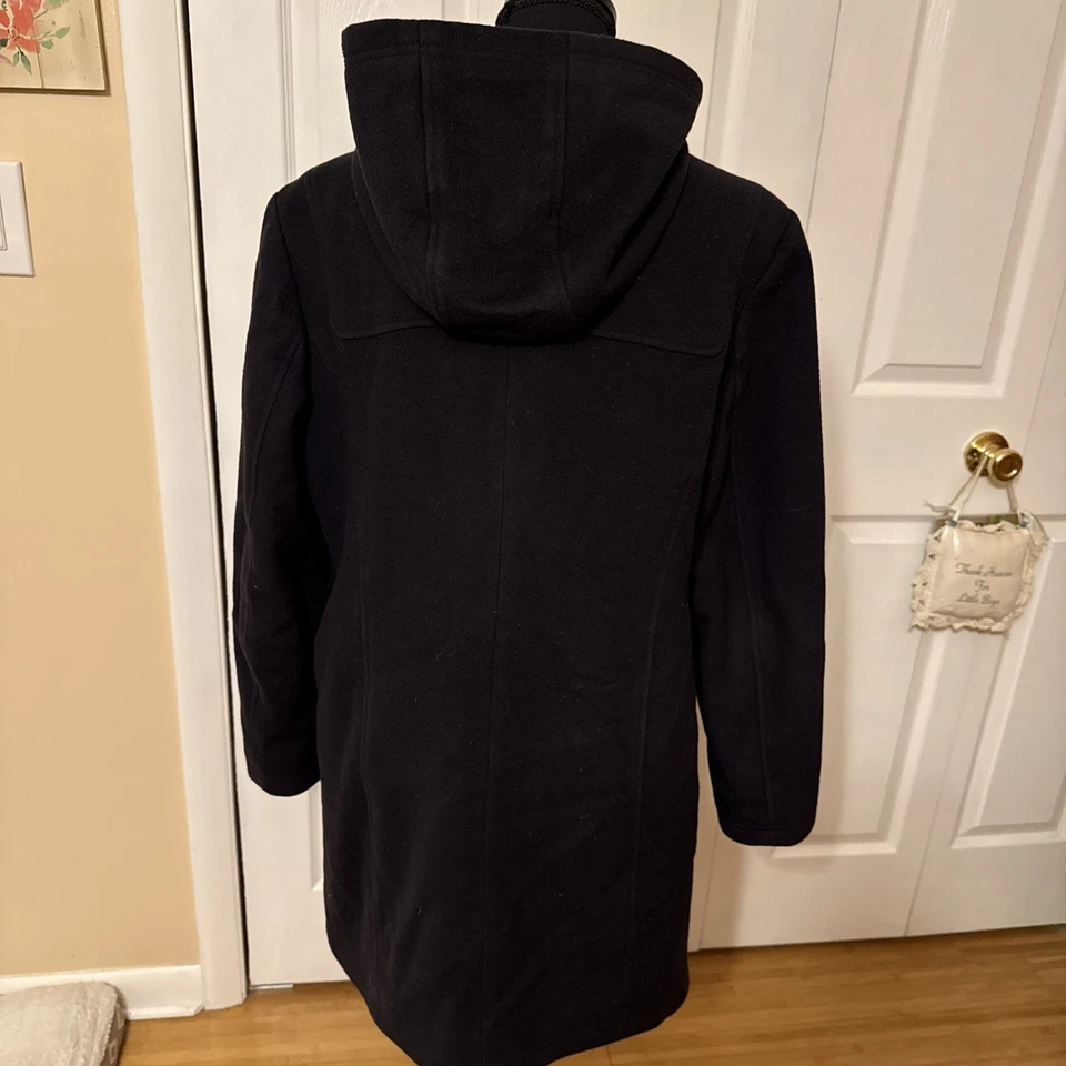 L.L. Bean Jacket Womens 12P LambswoolDuffel Coat Toggle Hooded 284399 - Image 3 of 4